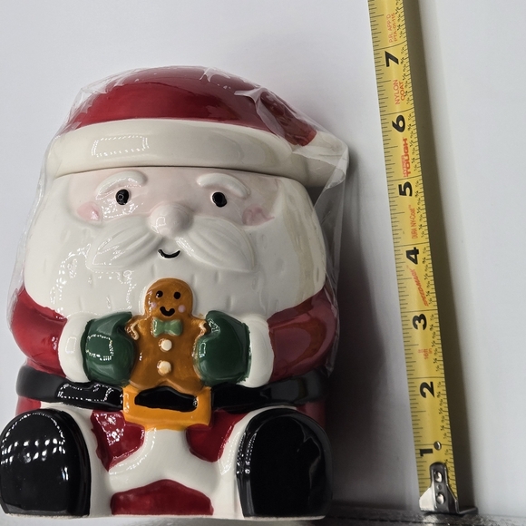 HOLIDAY TIME Christmas Santa Claus with Gingerbread Earthenware Candy/Cookie Jar - Picture 10 of 10